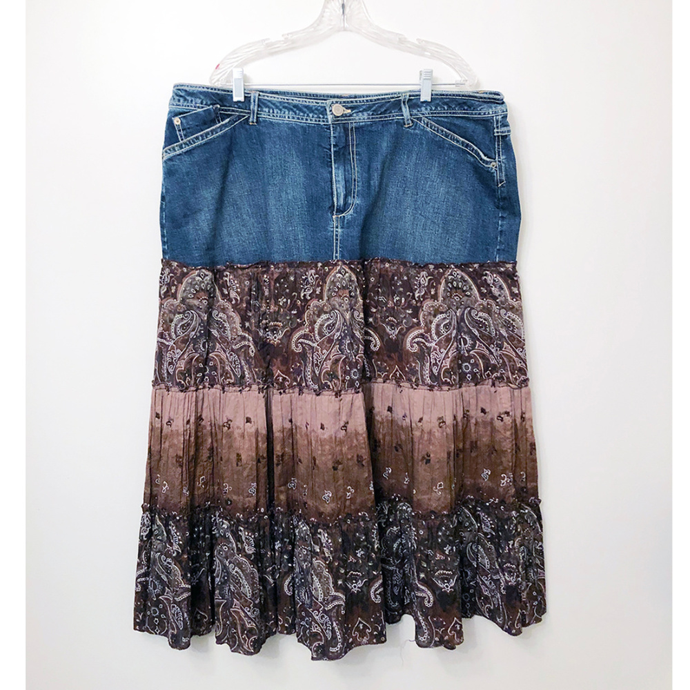 Denim & Cotton Paisley Skirt 22W